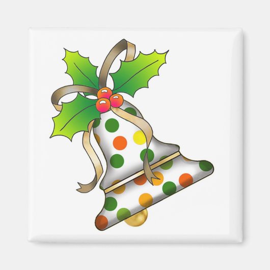 Kerstbel met Holly-12 Magneet (Voorkant)