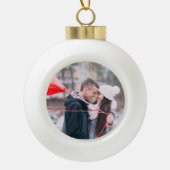 Kerstbel poinsettia Gepersonaliseerde foto Keramische Bal Ornament (Voorkant)