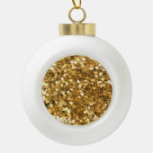 Kerstbel poinsettia glitter look keramische bal ornament (Voorkant)