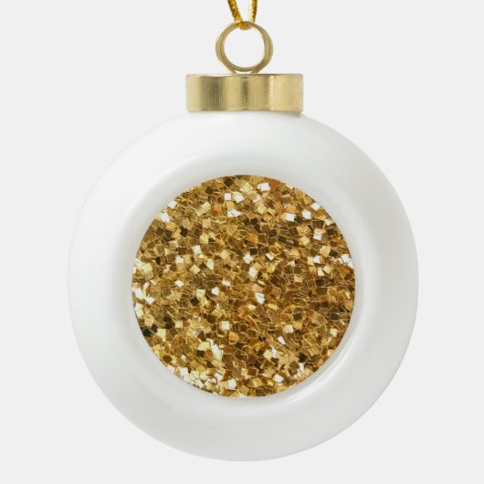 Kerstbel poinsettia glitter look keramische bal ornament (Voorkant)