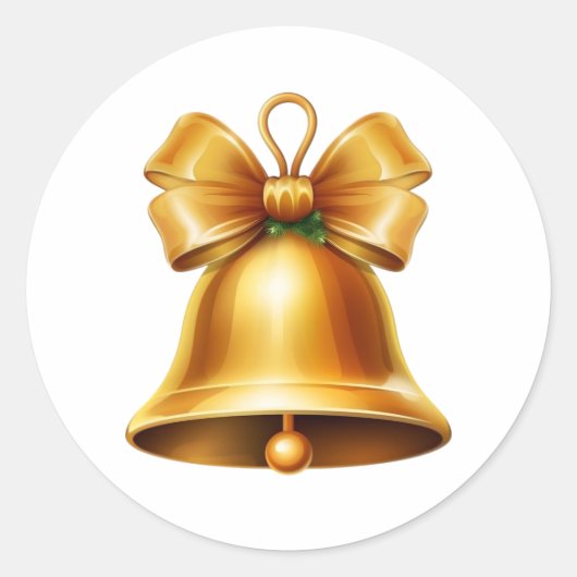 Kerstbel ronde sticker (Voorkant)