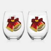 Kerstbel Stemloze Wijn Glazen Set (Achterkant)