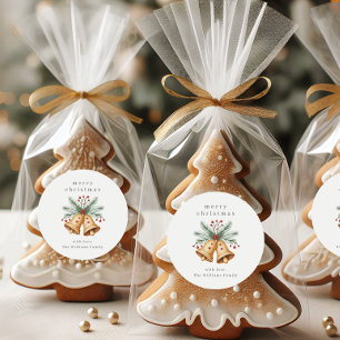 Kerstbel Waterverf Ronde Sticker