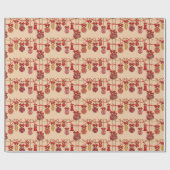 Kerstbellen & Denneappels Kerst Cadeaupapier (Vlak)