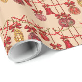 Kerstbellen & Denneappels Kerst Cadeaupapier (Rol Hoek)