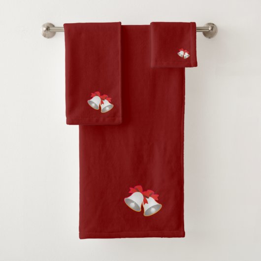 Kerstbellen Donkerrood Bad Handdoek (Insitu)