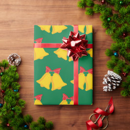 Kerstbellen Elegant Feestelijk Groen Naadloos Cadeaupapier