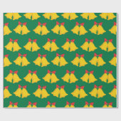 Kerstbellen Elegant Feestelijk Groen Naadloos Cadeaupapier (Vlak)