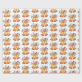 Kerstbellen en vogel cadeaupapier (Vlak)