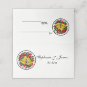 Kerstbellen Holly rood lint Plaatskaartje (Buitenkant ongevouwen)