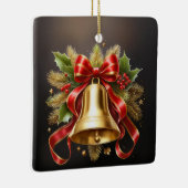 Kerstbellen met garnering en lint keramisch ornament (Rechts)