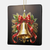 Kerstbellen met garnering en lint keramisch ornament (Links)