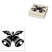 Kerstbellen met Hulstblaadjes Rubber Stempel (Gestempeld)