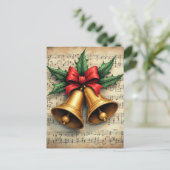 Kerstbellen op bladmuziek, briefkaart (Staand voorkant)
