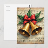 Kerstbellen op bladmuziek, briefkaart (Voorkant / Achterkant)