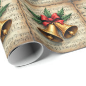 Kerstbellen op bladmuziek, cadeaupapier (Rol Hoek)