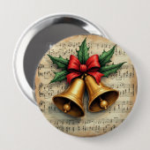 Kerstbellen op bladmuziek, ronde button 4,0 cm (Voorkant /achterkant)