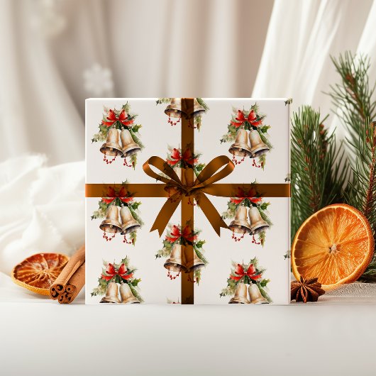 Kerstbellen Verpakkingspapier in Rood, goud, groen Cadeaupapier