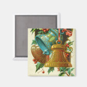 Kerstbellen, Vintage Kerstkaart Magneet (Voorkant / Achterkant)