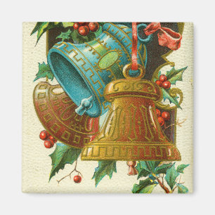Kerstbellen, Vintage Kerstkaart Magneet