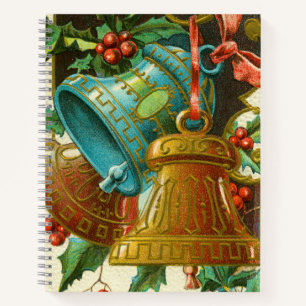 Kerstbellen, Vintage Kerstkaart Notitieboek