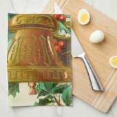 Kerstbellen, Vintage Kerstkaart Theedoek (Quarter Fold)