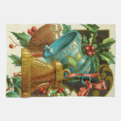 Kerstbellen, Vintage Kerstkaart Theedoek (Horizontaal)