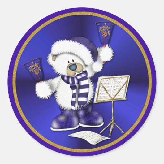 kerstbells Beer Blue en Gold Stickers (Voorkant)