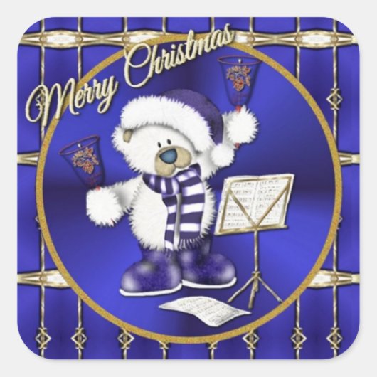 kerstbells Beer Blue en Gold Stickers (Voorkant)