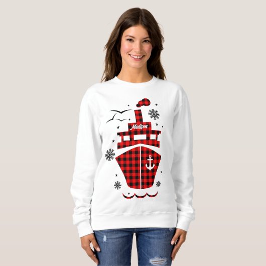 Kerstbemanning Betonvakantieplek Aangepaste naam Trui (Voorkant volledig)