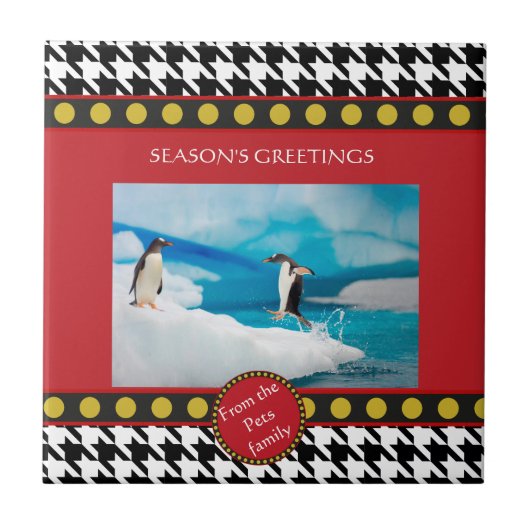 Kerstbereik Dogtooth, Houndstooth Tegeltje (Voorkant)