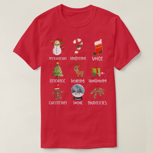 Kerstbereik van de praktijktaal van de SLP-spreker T-shirt (Design voorkant)