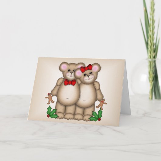 kerstBeren Feestdagen Kaart (Voorkant)
