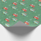 kerstBeren in oude auto's Cadeaupapier (Hoek)