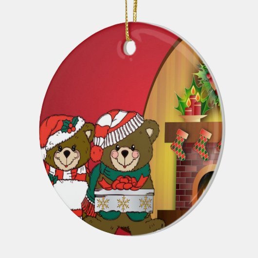 kerstBeren Keramisch Ornament (Links)
