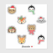 KerstBeren Pinguins Fox Racoon Lion Deer Sticker (Vel)