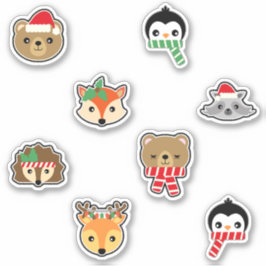 KerstBeren Pinguins Fox Racoon Lion Deer Sticker
