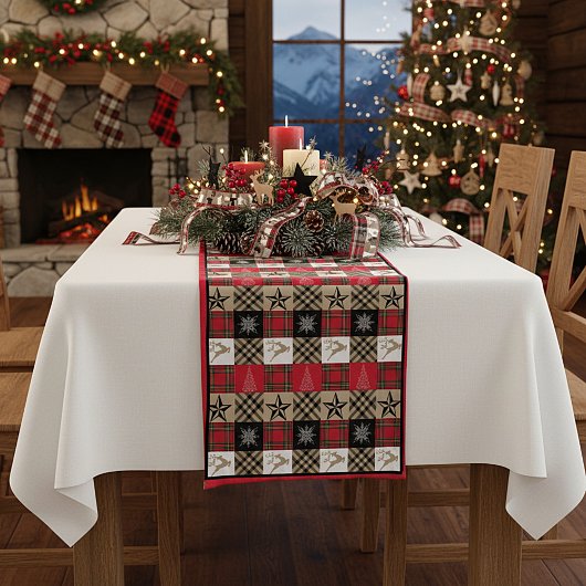 Kerstberg patchwork Middelgrote tafelrunner Korte Tafelloper