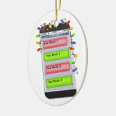 kerstbericht en kerstlichten keramisch ornament (Links)