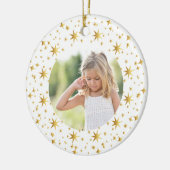 Kerstbericht met foto's en taart Gold Stars Keramisch Ornament (Links)