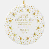 Kerstbericht met foto's en taart Gold Stars Keramisch Ornament (Achterkant)