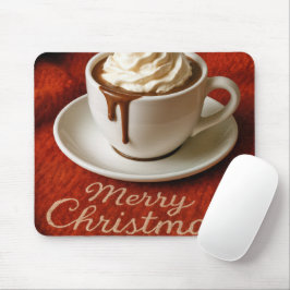 Kerstbericht met warme chocolademelk muismat