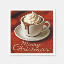 Kerstbericht met warme chocolademelk servet