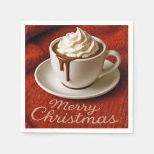 Kerstbericht met warme chocolademelk servet