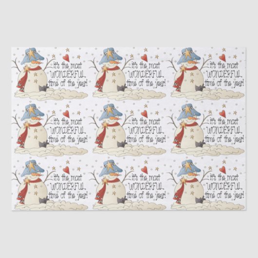 Kerstbericht Snowman Holiday Tissuepapier (Voorkant)