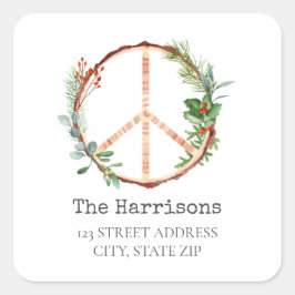 kerstbericht vierkante sticker