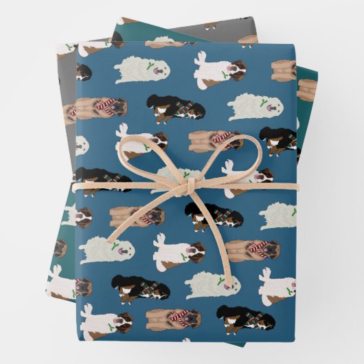 KerstBernese Leonberger St Bernard Pyrenees  Inpakpapier Vel (In situ)