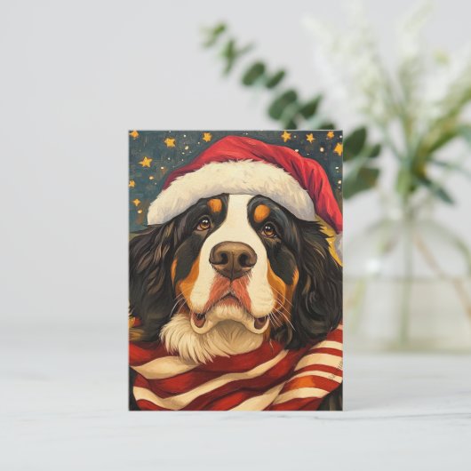 KerstBernese Mountain Dog Briefkaart (Staand voorkant)
