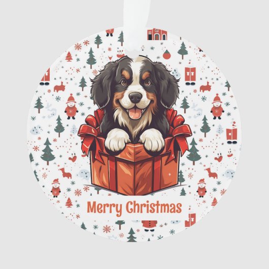 kerstBernese Mountain Dog gepersonaliseerd Ornament (voorkant)