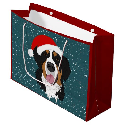 KerstBernese Mountain Dog Groot Cadeauzakje (Voorkant Gekanteld)